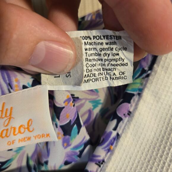 Lady Carol Purple Floral V-Neck Dress Size 14 0183 - Picture 7 of 8